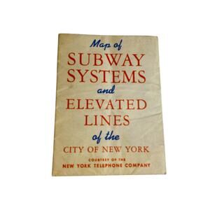 1950s Map of New York City Subway & Elevated Lines Bell System NY Telephone CO